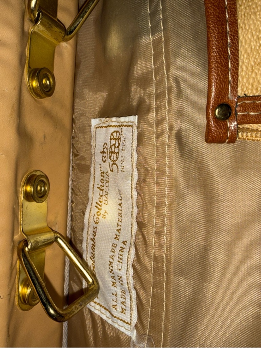 Vintage Map-Print Canvas Travel Duffle Bag - Tan/Brown - Picture 4 of 9